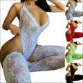 White lace bodysuit with matching thigh-high stockings in 9e9e9e plus size featuring display -ms-flexbox design