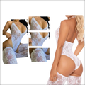 White lace bodysuit with matching thigh-high stockings in 9e9e9e plus size featuring display -ms-flexbox style