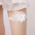 White lace floral wedding supplies elastic leg ring featuring a delicate floral design with a central flower embellishment
