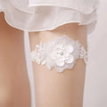 White lace floral wedding supplies elastic leg ring with delicate floral design and sparkling center detail
