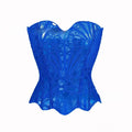 A vibrant royal blue lace hollow fan-shaped club corset clothing featuring a fitted structured design for streetwear party club