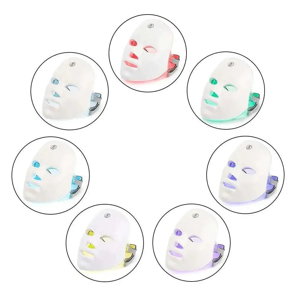 White led skin rejuvenation facial beauty device with adjustable straps and multiple color lighting options