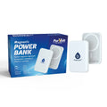 White magnetic wireless power bank with sleek minimalist design and water droplet logo for wireless charging