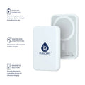 White magnetic wireless power bank with magnetic wireless power suction design and pursonic logo for wireless charging