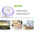 White minimalist usb air purifier with cylindrical design and glowing blue ring featuring two operational modes