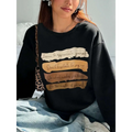 Black oversized long sleeve sweatshirt with motivational quote printed in beige and tan brushstroke bands on front