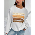 White oversized long sleeve sweatshirt in solid colour with a motivational quote printed in brown and beige on front