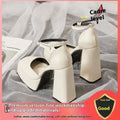 Cream-colored white patent super high heel platform mary janes with sleek minimalist design and black sole accents
