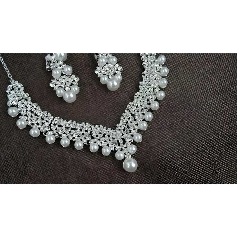 Witte Parelketting Diamant Pak Bruidsset