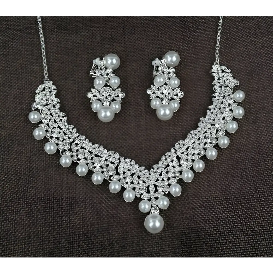 Witte Parelketting Diamant Pak Bruidsset