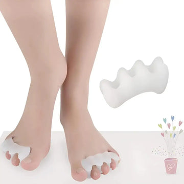 White silicone toe separators made of silicone for toe alignment and comfort in foot care use