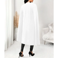 White sleeveless casual fit cape vest with flowing wide sleeves made of soft lightweight fabric for elegant layering
