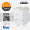 White smart trash can with induction opening cover and beige lid features sleek modern design for living room kitchen