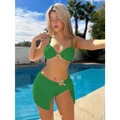 Green two-piece swimsuit women’s three-piece suit with gold star-shaped embellishments from white star bow bikini collection