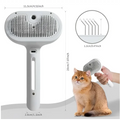 White steaming pet hair spray brush white plastic with handle and dense fine bristles for effective fur removal