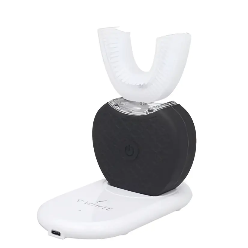 White ultrasonic electric ultrasonic electric toothbrush in black and white with sleek modern design automatic tooth cleaner