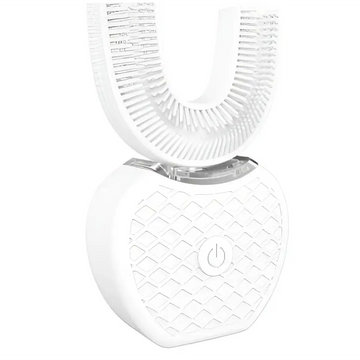 White ultrasonic electric toothbrush with soft bristles and textured base, an automatic tooth cleaner for effective oral care