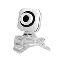 White usb drive-free camera with black circular lens mounted on clear plastic clip as an external camera accessory