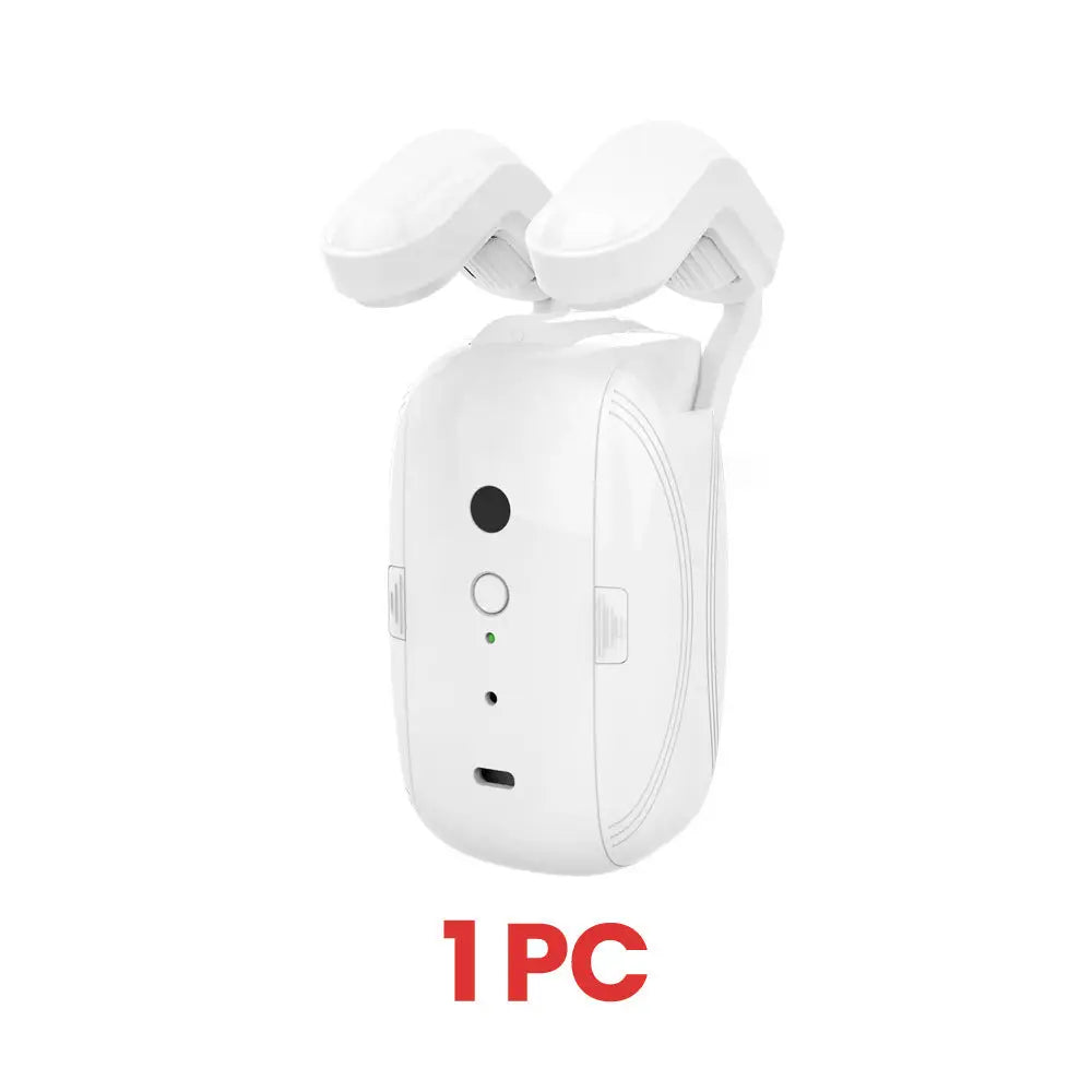 White wifi curtain robot for roman rod with sleek compact design and two upward-facing arms without camera lens visible
