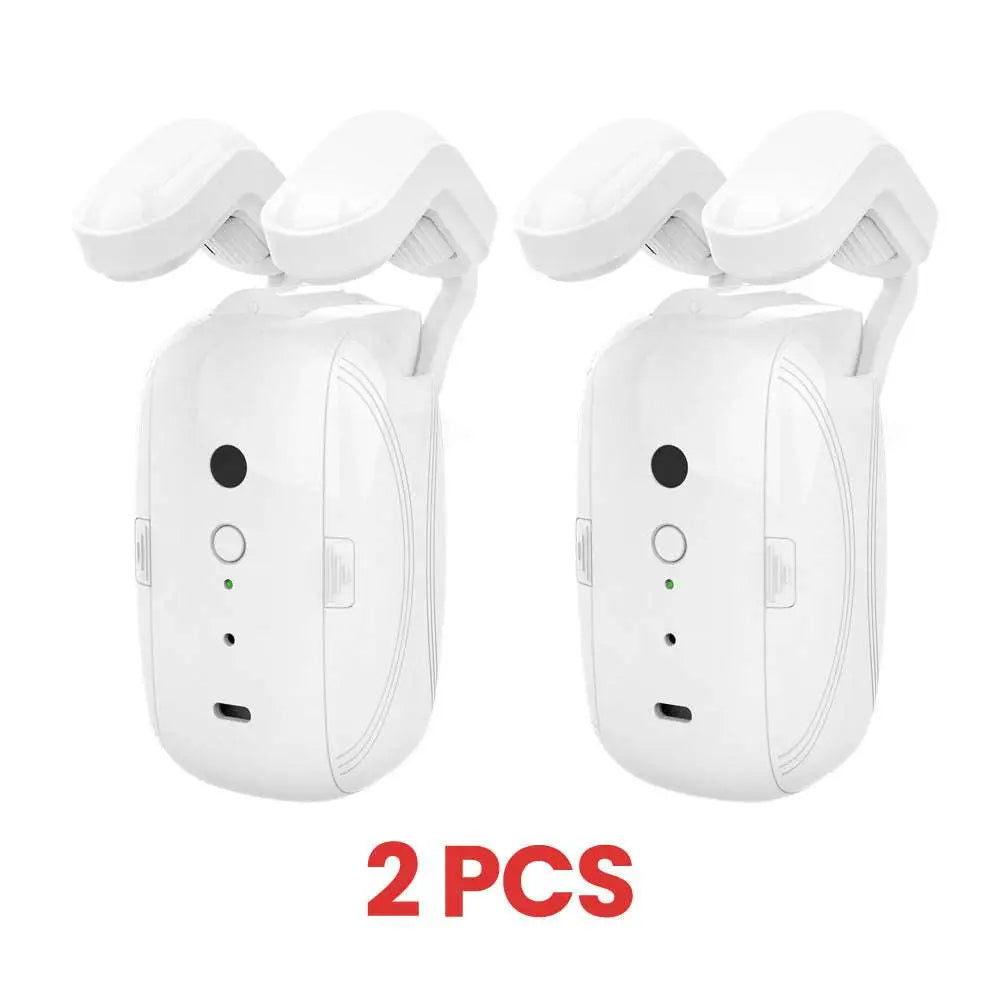 White wifi curtain robot for roman rod with sleek compact design, integrated charging port, and camera lens features