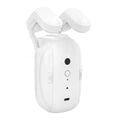 White wifi curtain robot for roman rod with sleek compact design and two adjustable arms for mounting emergency escape light