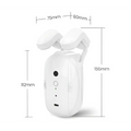 White wifi curtain robot for roman rod with sleek compact design featuring adjustable earpiece arms and camera lens
