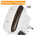 White and brown plug-in wifi signal amplifier wireless router repeater with compact design and black plastic wifi elements