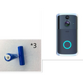 Blue cylindrical batteries for wifi video doorbell with blue led ring and black rectangular wifi camera housing