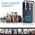 Modern black rectangular wifi video doorbell camera with a blue led ring for secure home monitoring