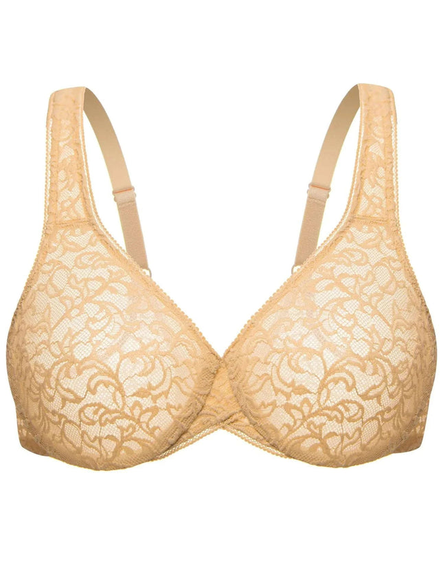 Wingslove Womens Sexy Lace Bra Sheer Bralette See Through Bras Underwire Added Support (Nude40B) - Royalessencelux