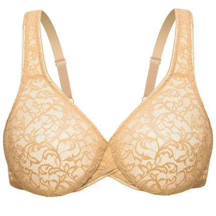 Wingslove Womens Sexy Lace Bra Sheer Bralette See Through Bras Underwire Added Support (Nude40B) - Royalessencelux