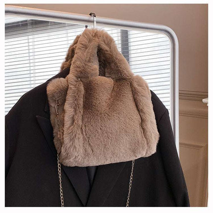 Winter Bags Chain Plush Handbag Totes Women Shoulder Bag - Royalessencelux
