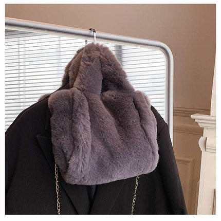 Winter Bags Chain Plush Handbag Totes Women Shoulder Bag - Royalessencelux