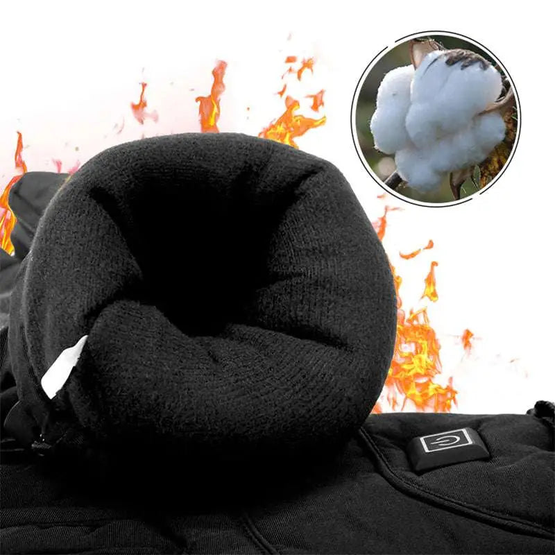 Black insulated winter electric heated gloves with plush fleece lining and cotton-filled interior battery box type