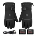 Black insulated winter electric heated gloves with sleek durable design gray stitching and battery box type back view