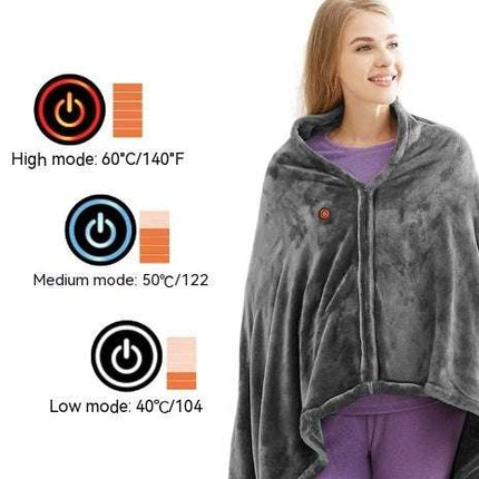 Winter Flannel Heated Blanket Cold Protection Body Warmer Usb Heated Warm Shawl Electric Heated Plush Blanket - Royalessencelux
