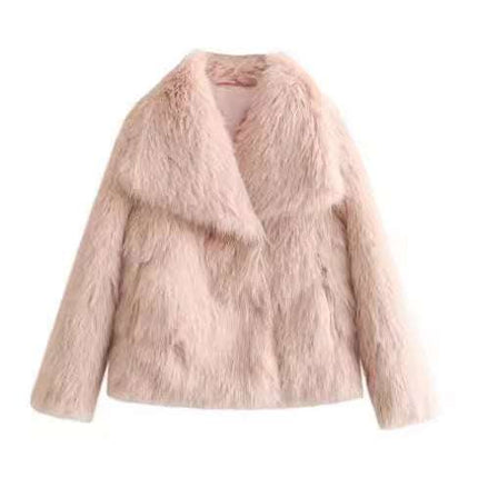 Winter Plush Coat Fashion Warm Thicken Fluffy Lapel Jacket Outwear Casual Long Sleeve Tops Womens Clothing - Royalessencelux