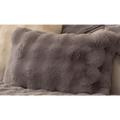 A gray thickened rabbit plush faux fur sofa cushion with soft textured surface and rounded edges for winter use