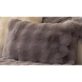 A gray winter thickened rabbit plush faux fur sofa throw pillow with a soft textured surface for cozy comfort