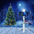 White wireless bluetooth selfie stick tripod with phone mount and built-in led light for hands-free photos