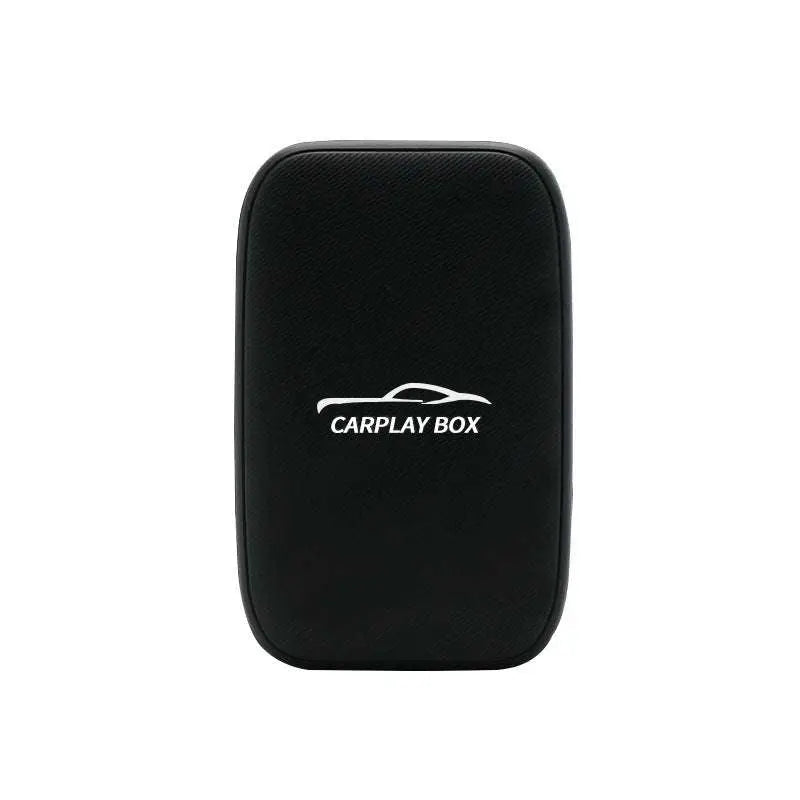 Black textured rectangular wireless carplay box with white logo and car silhouette for original car integration