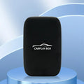 Black rectangular wireless carplay box with textured surface and white logo for original car integration system