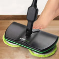 Black and green supermaid wireless intelligent electric mop with microfiber cleaning pads and foot operated design for portable floor cleaning