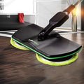 Wireless intelligent electric mop in black and green with microfiber cleaning pads for portable floor cleaning