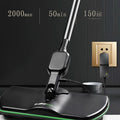 Black intelligent electric mop with green accent lighting and microfiber cleaning pads for portable floor cleaning