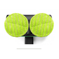 Bright lime green microfiber cleaning pads with a textured striped pattern on a wireless intelligent electric mop handle