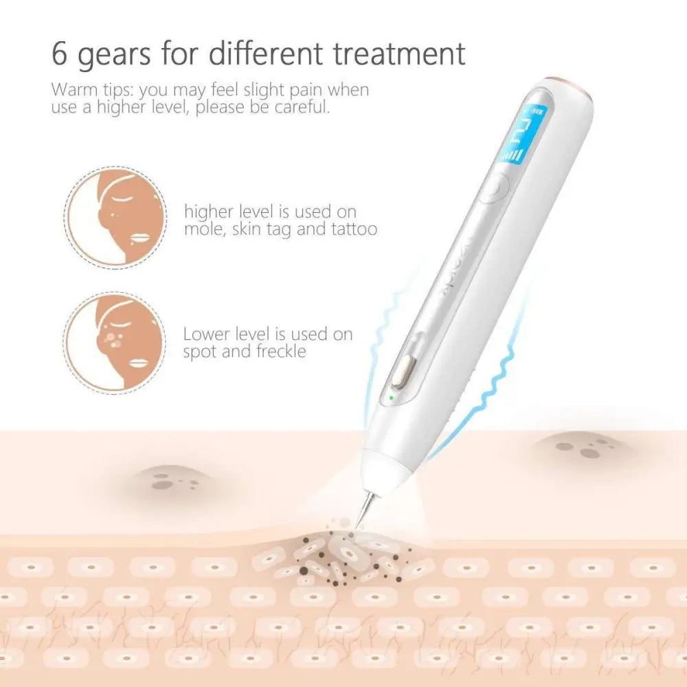 White wireless microcurrent laser beauty instrument with digital gear position display and adjustable skin treatment settings
