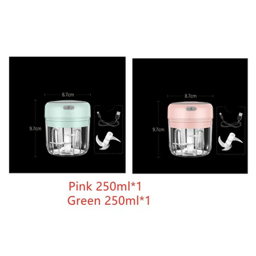 Compact wireless mini baby electric chopper with pastel lid and transparent body for baby food supplement preparation