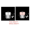 Pink and white wireless mini baby food supplement electric chopper with 250ml glass bowl for convenient chopping