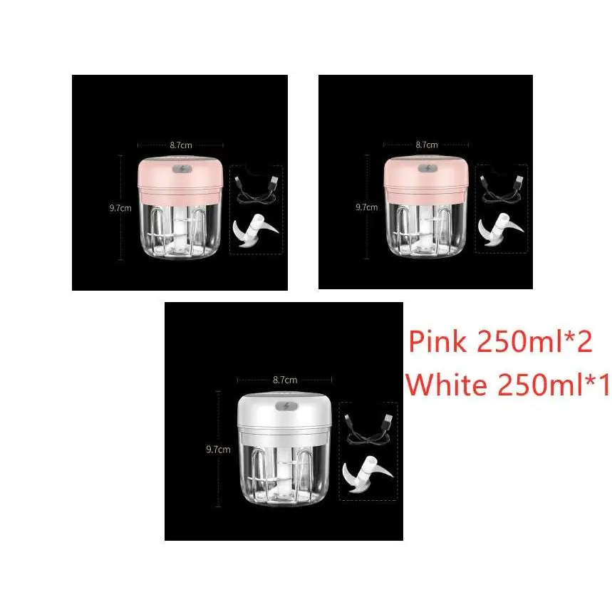 Wireless mini baby electric chopper pink and white with clear plastic bowl for baby food supplement preparation